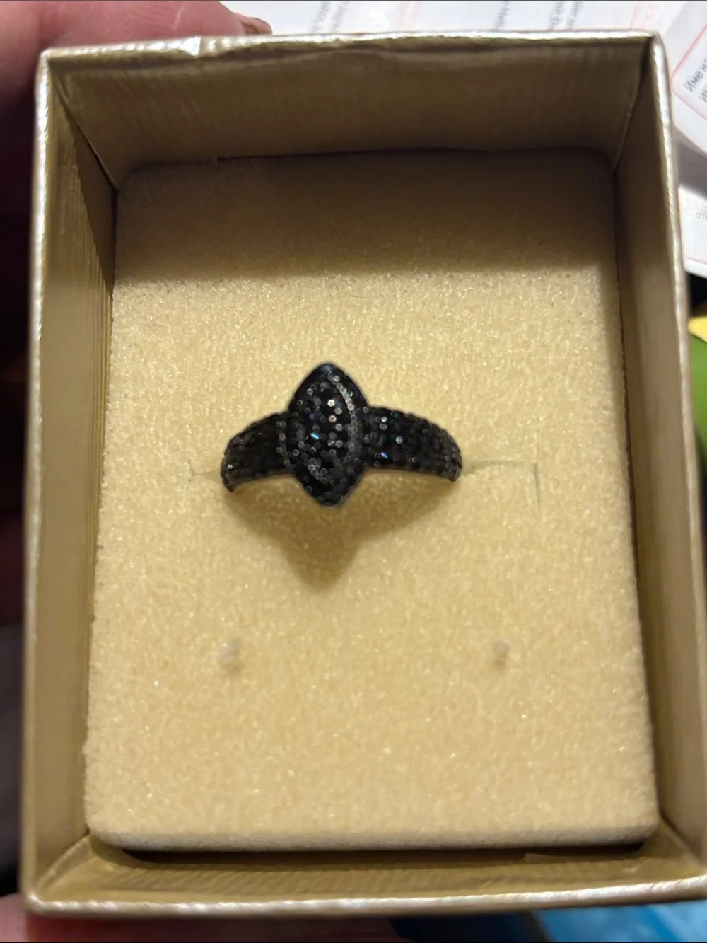 JTV .77 CTW Black Spinel Rhodium Over Sterling Silver Bow Ring Size 7